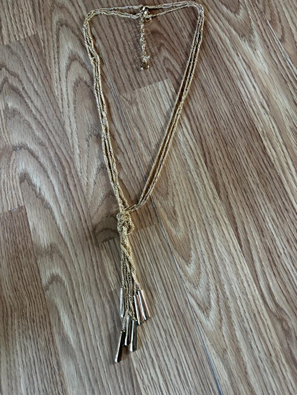 DANA BUCHMAN LARIAT KNOTTED TASSEL STYLE GOLD-TONE 30 - 34" NECKLACE